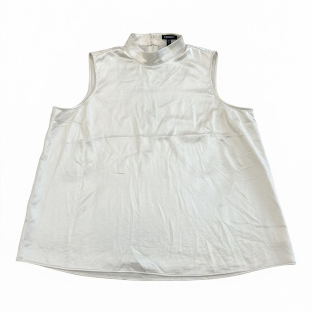 Express cream satin blouse sleeveless XL NWT